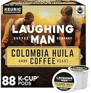 Laughing Man Coffee Single Serve K Cup Pod, Dark Roast, Colombia Huila, 88 Count