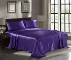 Luxury Satin Sheet Set - Queen Size, 4-Piece, Deep Pocket (Purple)