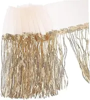 OATIPHO Sequined Fringed Lace Leaves Decor Rave Fringe Hip Scarf Glitter Fringe Skirt Statement Belts for Women Skirt Outfits for Women Waist Scarf Vintage Decorate Miss Polyester Yarn Beige