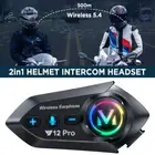 Smart Motorcycle Intercom Bluetooth Helmet Headset 2-Way 500M Talk Speaker IPX6