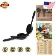 Durable Cast Iron Waffle Iron – Create Fluffy 5" Stuffed Waffles Anywhere