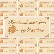 20 Pieces Iron on Grandma Labels Handmade with Love by Grandma Tags Personalized Sewing Labels on Clothes Iron on Tags for Handmade Items Clothing