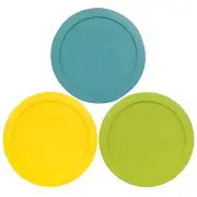 Pyrex 7201-PC 4 Cup (1) Meyer Yellow (1) Turquoise (1) Edamame Round Lids 3PK