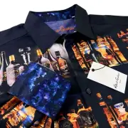Robert Graham Geometric Whiskey 2 Cocktails Colorful Sport Shirt XL $258