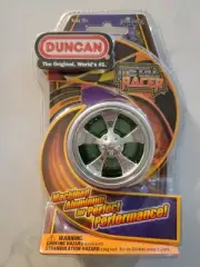 DUNCAN TOYS GREEN METAL RACER ALUMINUM ADVANCED LEVEL YO-YO WITH RACER CAPS