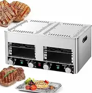 3400W Commercial Steak Oven, 8-Layer Stainless Steel Steak Grill with Timer, Electric Steak Broiler with 800℃ Adjustable Temperature, for Steak, Pizza, Grilled Fish, Beef Chicken Vegetables
