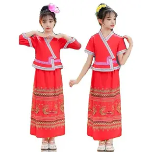 兒童傣族服裝學校運動會演出服云南西雙版納少數民族男女童表演服