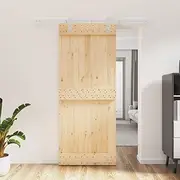 Sliding Door with Hardware Set 85x210 cm Solid Wood Pine,Doors 28.89KG-3203010