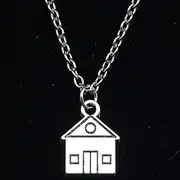 [ZOJK] Necklace 16X12 Mm Cottage House Building Pendant Short Long Section Ladies Men’S Collar Necklace Jewelry Gift