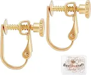 Beebeecraft 20pcs/Box Clip-on Earring Accessories, 18K Gold Plated Brass Screw Back Ear Wire, Non-Pierced Earring Converter