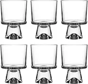 binsakao 6 Set 8 oz Glass Dessert Bowls Cups, Cute Footed Dessert Bowls for Ice Cream Trifle Fruit Pudding Snack Salad Condiment Sundae Cocktail Drinks Party
