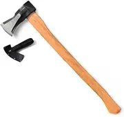 Splitting Maul 90CM, 5KG | Heavy-Duty Carbon Steel Wood Splitting Axe with Sheath and Durable Wooden Handle for Firewood, Logs, Outdoor, and Camping Use | Log Splitter Tool