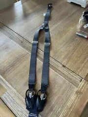 New Roundtree Yorke Suspenders Braces Black Leather Buttons Groomsmen Wedding
