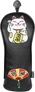 SHABIER Black Maneki-Neko Lucky Cat Design Golf Hybrid Headcover for Golf Hybrid Club