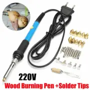 28pcs 220V 60W Wood Burning Pen Soldering Tool Craft Set Pyrography Kit Tips