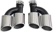 Compatible For Audi A4 A5 A6 A7 Exhaust tip Upgrade S4 S5 S6 S7 Stainless Steel Black Quad Muffler Tip Nozzle Exhaust Head(Silver)