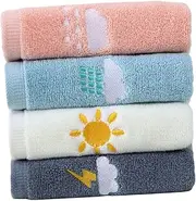 Outanaya 4 Pcs Long Staple Cotton Towels Quick Drying Highly Absorbent Washcloths for Bathing and Face Cleaning for Parents and Showers