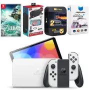 Nintendo Switch White OLED + Zelda Tears of the Kingdom + Accessory Gaming Kit