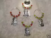 4 OWL Wine Glass Charms! CHI OMEGA, KAPPA KAPPA GAMMA