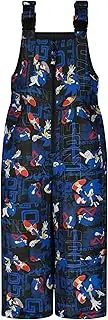 [SEGA] Sonic Kids Snow Pants Bibs - Printed & Water-Resistant Kids Snow Suit, Front Zip Closure & Adjustable Straps - 12M-14 Sizes