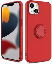 ZUSLAB Silicone Stand Case for iPhone 13 Mini 5.4" Magnetic Finger Ring Kickstand Bumper Protective Cover for Apple - Red