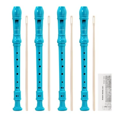 4 Pack Recorder Instrument for Kids 8Hole Plastic Soprano Recorders for Beginner