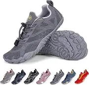 [BibHoly] Barefoot Shoes Women's Men's Barefoot Shoes Lightweight Breathable Trail Running Shoes Non-Slip Fitness Shoes Walking Shoes with Zero-Drop Solhe, 5j05 Dark Grey, 8 US