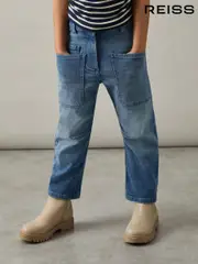 Reiss Blue Brady 9-13 yrs Barrel-Leg Patch-Pocket Jeans (AC4756) | $115