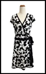 NWT MISSONI FOR TARGET Black White Stretch Floral A-Line Wrap Dress Size 12
