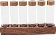 Coffee Bean Cellars, Glass Single Dose Coffee Beans Storage Tubes with Walnut Wood Stand Lid & Funnel, Glass Cellars Single Dose Coffee Bean Container for Cafe Kitchen (6 Tube)