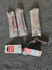 Lot 4 Wau Dog Medium Purple Reflective Collar Smart ID QR Pet Tag 28-40cm/11-15"