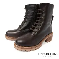 在飛比找Yahoo奇摩購物中心優惠-Tino Bellini 西班牙進口牛皮綁帶側拉鍊中筒靴FW