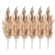6Pcs Artificial Palm Leaves Plants Fake Fronds Faux Greenery Decor, Dark Brown