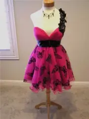 NWT JOVANI 15946 prom pageant occasion formal dress PINK black butterflies 12