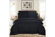 1000TC Ultra Soft Striped Super King Size Quilt/Doona/Duvet Cover Set - Black