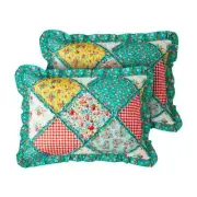 Pioneer Woman Petal Party Pillow Sham Set Standard Size 2Pc Reversible Patchwork