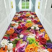 Hallway Runner Rug with Non-Slip Backing, Extra Long Washable Carpet, Contemporary Design,1.4m x 5.5m