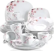 VEWEET Dinner Plate, Soup Plate, Salad Plate, Bowl Set (Annie Series), 30-Piece Ceramic Dinnerware Set, Ceramic, 30-Piece Annie, Annie