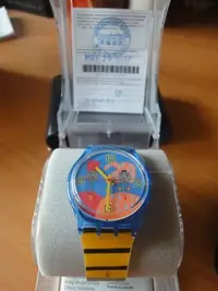 在飛比找Yahoo!奇摩拍賣優惠-swatch 專櫃正品 情侶設計膠帶錶