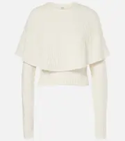 [Chloe] Chloé Caped wool and cashmere top AU 16 white