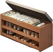 Shoe Bench Flip Storage Shoe Bench Shoe Bench with Shoe Rack,Solid Wood Frame Open Storage Shoe Rack and Shoe Bench Two-in-one,Suitable for Living Room Bedroom Entrance Sofa(Color 3,60x30x43