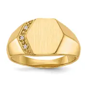 14K Yellow Gold 11.5X11.5mm Open Back Vs Diamond Men'S Signet Ring