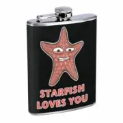 Starfish Loves You Em1 Flask 8oz Stainless Steel Hip Drinking Whiskey