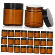 Small Glass Jars with Black Lids, 24 Pack Empty Cosmetic Containers 4oz Amber