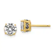Sterling Silver Cheryl M Gold-Plated With Black Rhodium Accent Brilliant-Cut 6.5mm Cz Stud Post Earrings