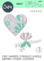 Sizzix Thinlits Die Bold Floral Heart by Jenna Rushforth 9pc Set