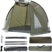 Dr.Fish Carp Tent - Quick Erect, Lightweight, Waterproof Fishing Day Shelter with Sides for Spring-Summer-Autumn Trips. Includes Fishing Accessories, Ground Sheet & Carry Bag