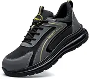 [Asiman] Steel Toe Shoes for Men Indestructible Work Shoes Lightweight Steel Toe Sneakers for Women Non Slip Breathable Safety Shoes Puncture Proof Composite Toe Shoes