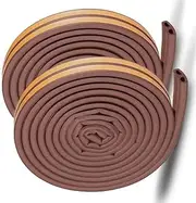 2 Rolls Door Weather Stripping Door Seal Strip Self Adhesive Foam D Type Door Seal Strip for Doors and Windows Gaps 20 Feet Brown