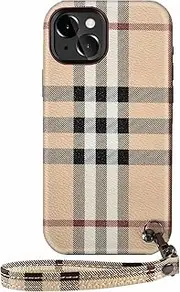 Violent panda for iPhone 15 Case with Cutouts, Fits iPhone 15(6.1"), iPhone 15 Leather Case, with Wrist Strap + Camera Lens Protectors,iphone15 case （eco-Friendly Leather ）(Beige)